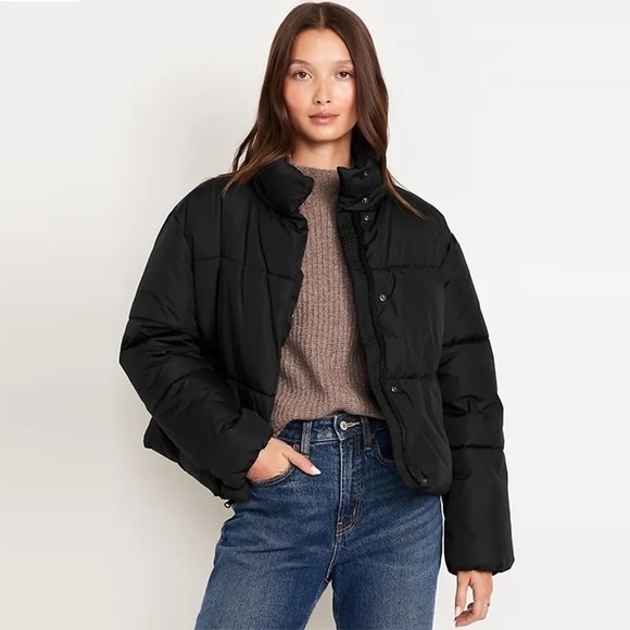 J. Crew Jackets & Blazers - J. Crew Womens Black Puffer Jacket Classic Down Feather Short Collar Coat S